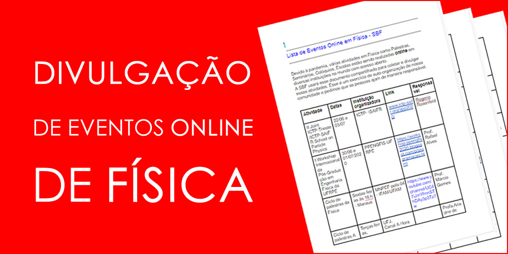 SBF divulga eventos online de Física