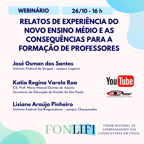 FONLIFI promove Webinário com apoio da SBF visando integração com professores da Educação Básica