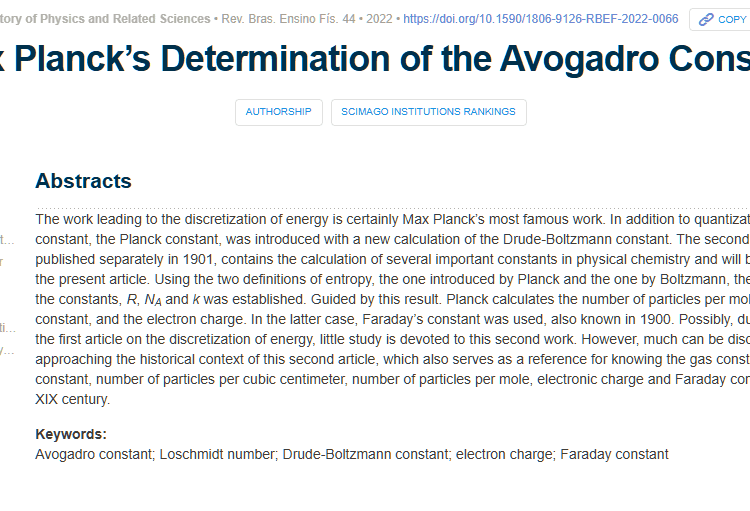 Artigo da Revista Brasileira de Ensino de Física é citado na Nature Physics